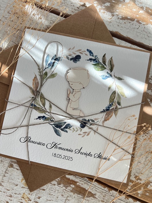 zaproszenia na komunię Zaproszenia komunijne z pełną personalizacją handmade