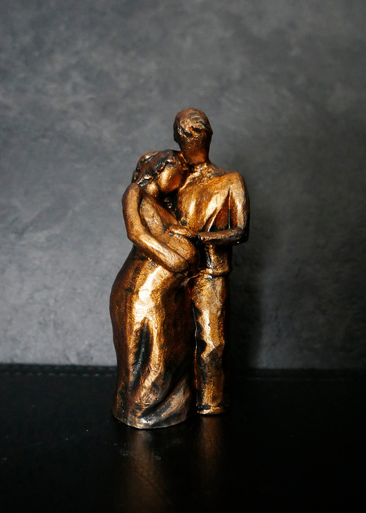 figurki i rzeźby Rzeźba z gipsu, Rodzina, ogniste złoto, wys. 10 cm