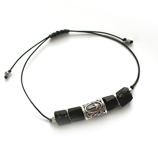 biżuteria męska Ochronna - Runa tiwaz surowy turmalin