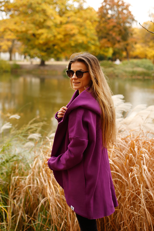 bluza z kapturem damska Peleryna MKTP purpurowy
