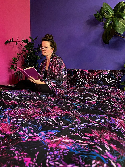bluza bez kaptura damska Aksamitna BLUZA/ KIMONO domowe/marynarka, autorski print rafa koralowa