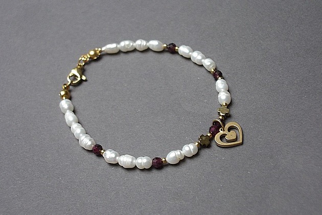 bransoletki z kamieni naturalnych Pearls /white/ perły naturalne vol. 6 - bransoletka