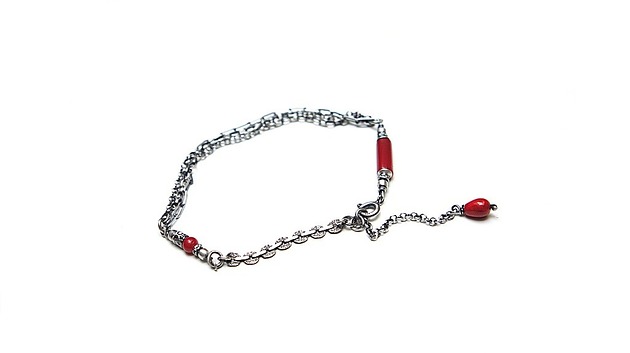 bransoletki wire wrapping Cekinowa red - bransoletka