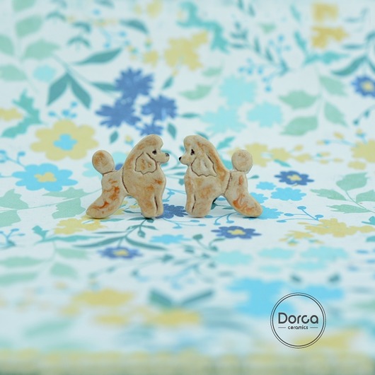 Pudelki mini pieski- ceramiczne kolczyki Dorca