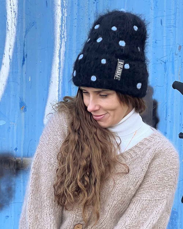 czapki damskie MOHER  MERINO czapka kropki groszki unisex