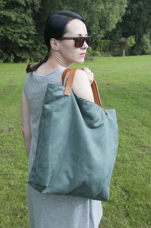 Torba tote XXL - zieleń PRACOWNIA 166