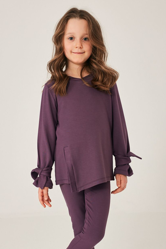bluzki dla dziewczynki Dziewczęca bluzka - fioletowa bawełna