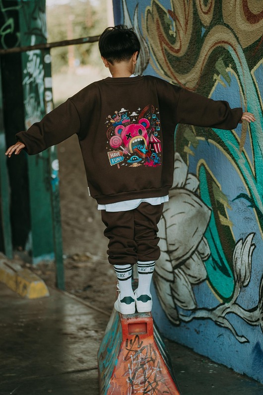 bluzy dla dziewczynki Dres oversize Teddyland czekoladowy