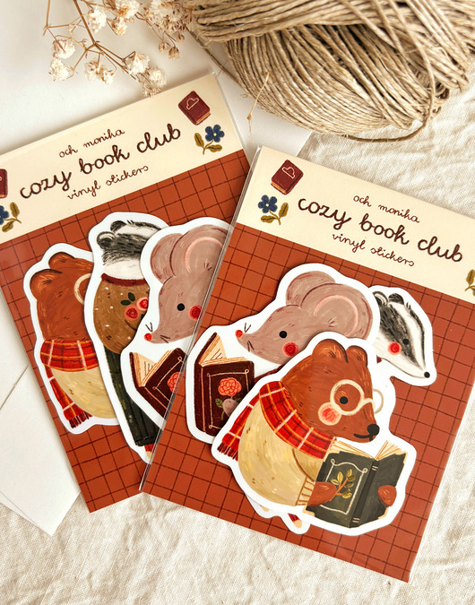 naklejki i wlepy Cozy Book Club - zestaw 3 naklejek winylowych
