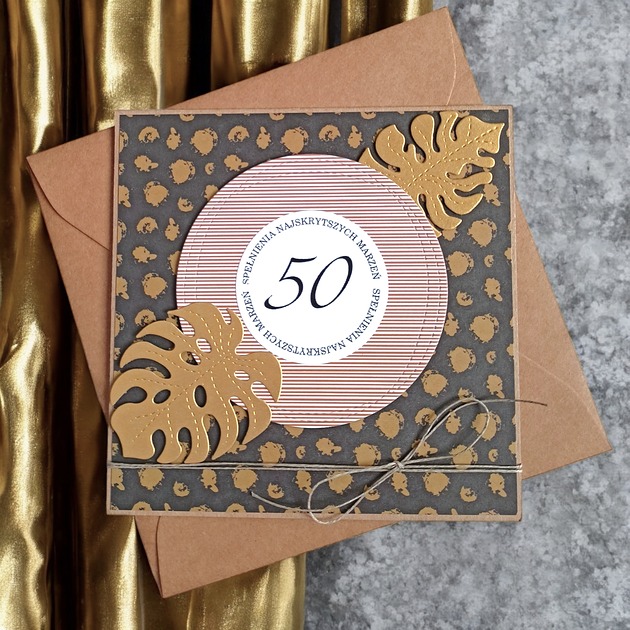 kartki scrapbooking 50-te urodziny : KARTKA URODZINOWA : monstera