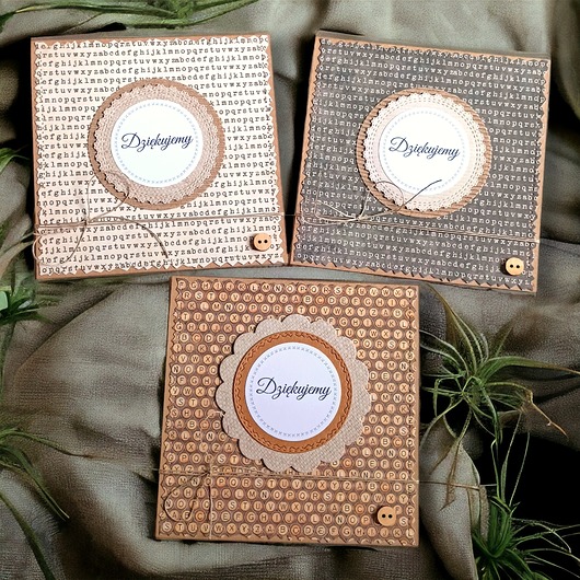 kartki scrapbooking S A L E : DZIĘKUJEMY : zestaw 3x kartka handmade :: podziękowanie