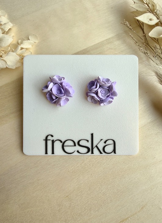 kolczyki z masy plastycznej Kolczyki Bukiet - fioletowe