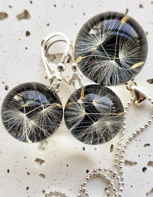 zestaw-dmuchawce w żywicy Grol Jewellery