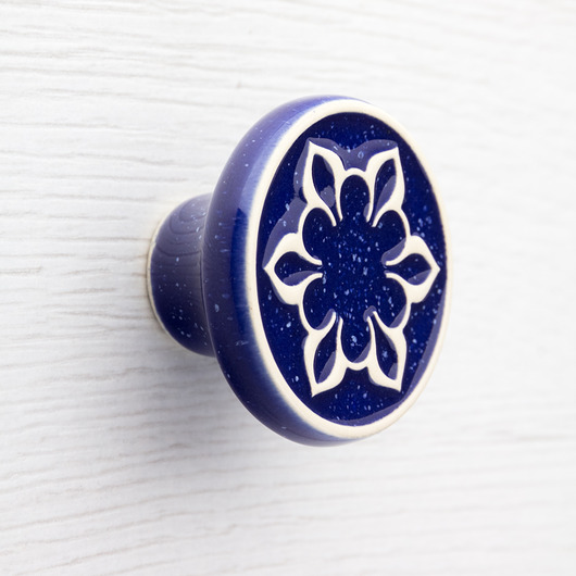 gałki do mebli Ceramiczna gałka do mebli, ciemnoniebieska nakrapiana , wz.2