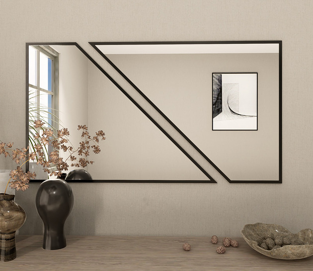 lustra stojące i wiszące Lustro ścienne loftowe 50x90cm - czarna rama
