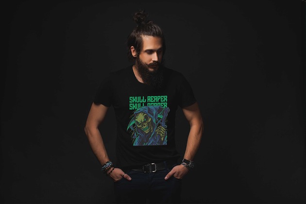 t-shirty męskie Koszulka organiczna z nadrukiem Skull reaper