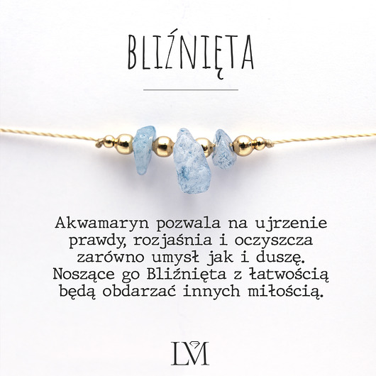 bransoletki z kamieni naturalnych Bransoletka z Akwamarynem dla Bliźniąt.