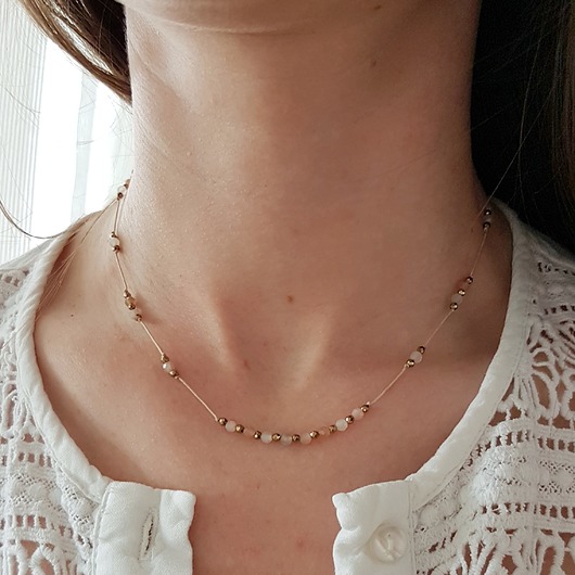 regulowany naszyjnik z kamieniem słonecznym LEI handmade 