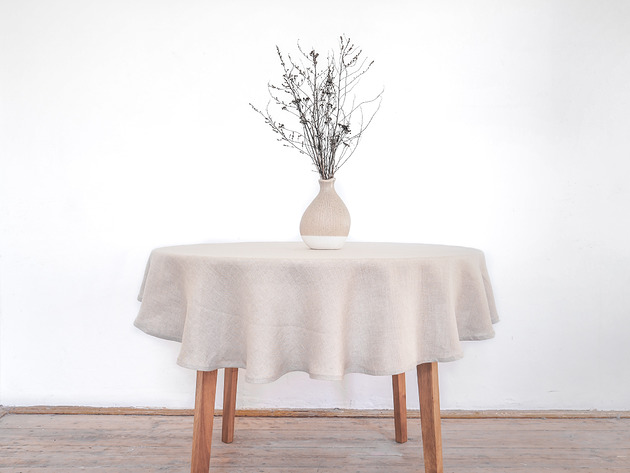 obrusy i serwetki Obrus okrągły medium linen NATURAL