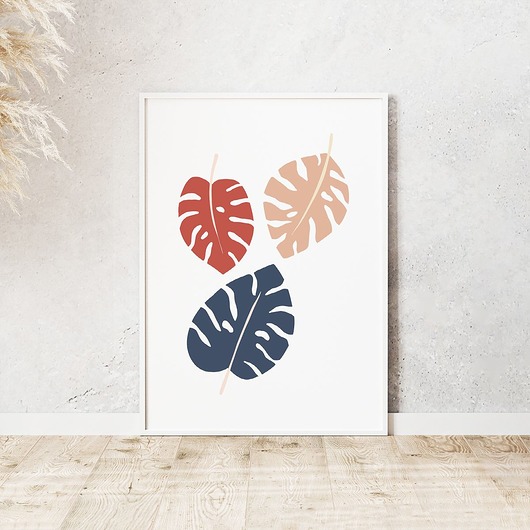 Plakat abstrakcyjny Trzy Monstery trochę na ścianę