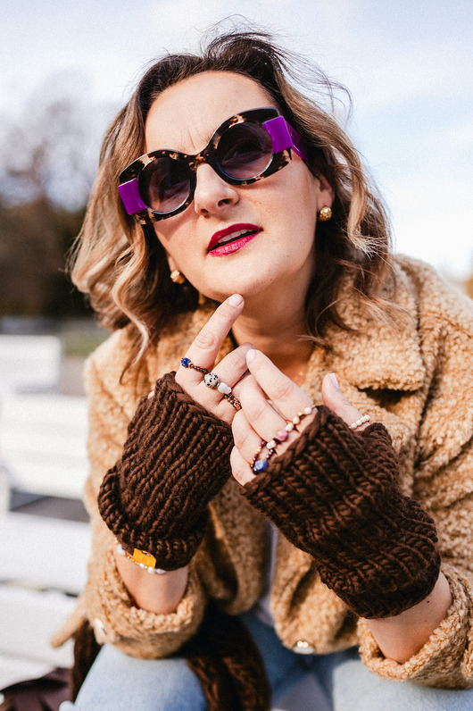 rękawiczki damskie Wełniane mitenki z wełny peruwiańskiej WOOLY