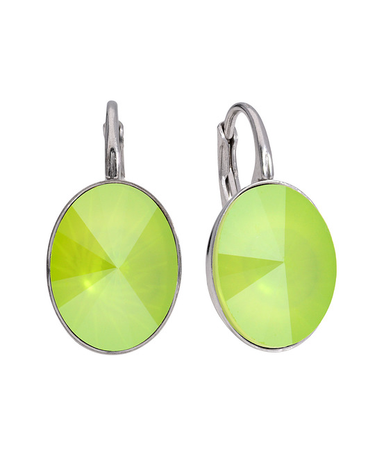 Srebrne kolczyki owalne zielony Swarovski KOM Biżuteria