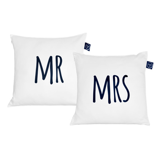 poduszki z napisami Komplet poduszek Mr Mrs