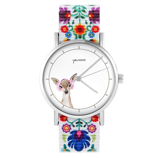 zegarki damskie Zegarek - Sarenka - folk biały, nato