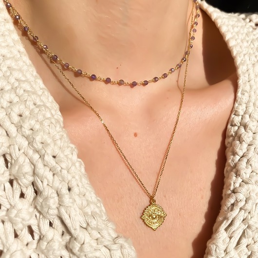 złote naszyjniki Naszyjnik choker z ametystami