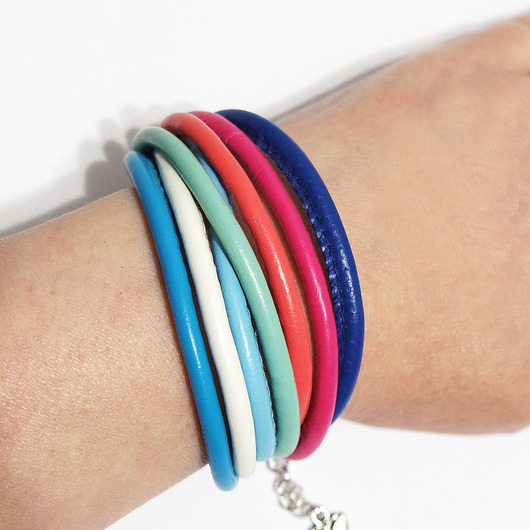 bransoletki - inne Bransoletka - Kolorowa - rzemienie, wegańska