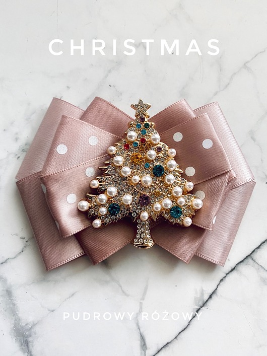 broszki Brosza z Choinką z perłami Mikołajki Święta