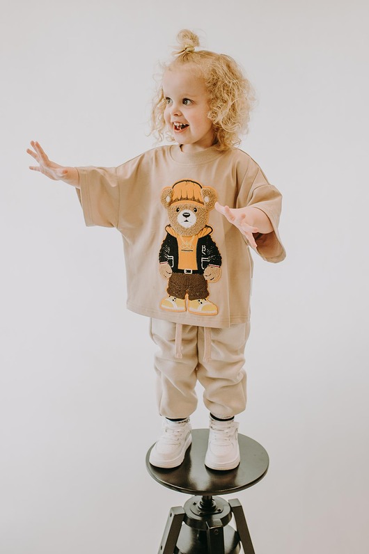 t-shirty dla chłopców T-shirt oversize Axel Teddy beige