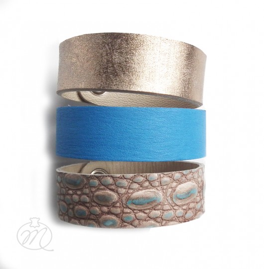Komplet trzech bransolet skórzanych capri blue Mikashka