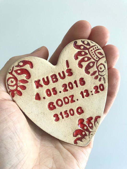 niemowlak - inne Magnesy serca z metryczka 3 szt ZAMÓWIENIE specjalne