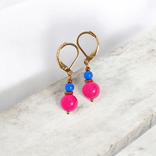 kolczyki z kamieniami SUMMER COLLECTION : drobne kolczyki : kolorowy jadeit I