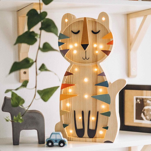 lampy do pokoju dziecka Drewniana Lampka Tygrys - kolorowy