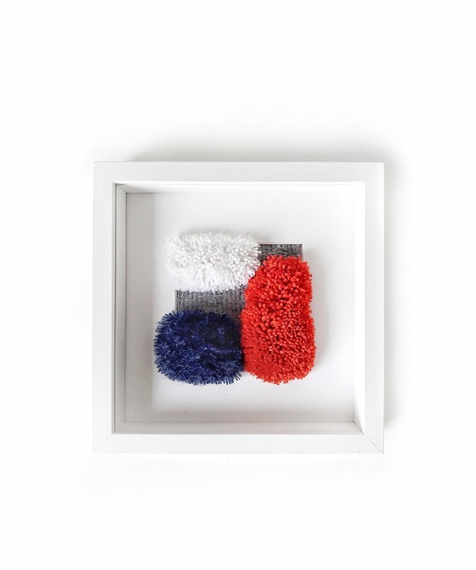 makramy KORALOWIEC 2  oprawiony mini kilim ręcznie tkany