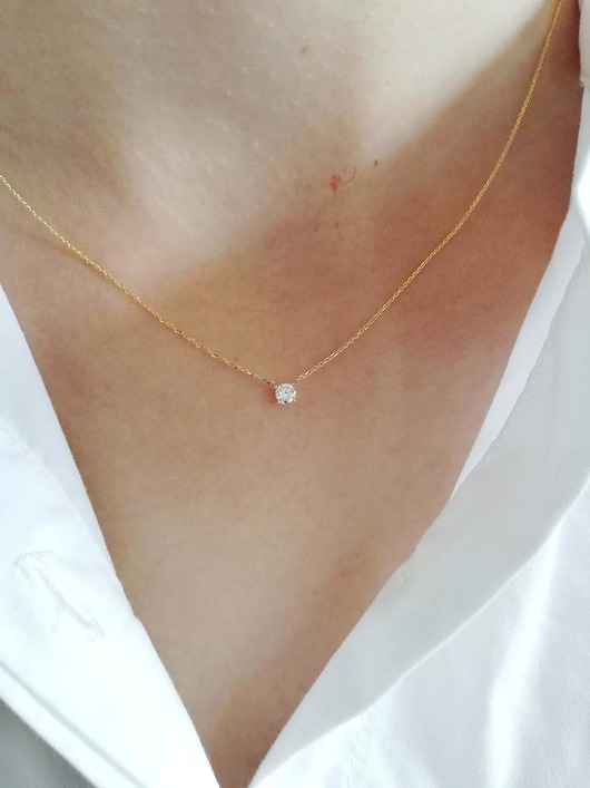 złote naszyjniki Naszyjnik Z Diamentem W Złocie 585