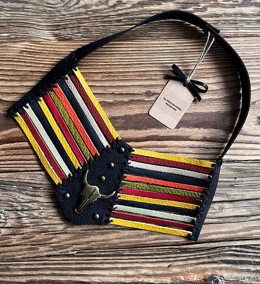 naszyjniki - inne Naszyjnik Boho ze skóry naturalnej