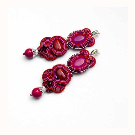 kolczyki soutache Duże kolczyki w kolorze fuksji