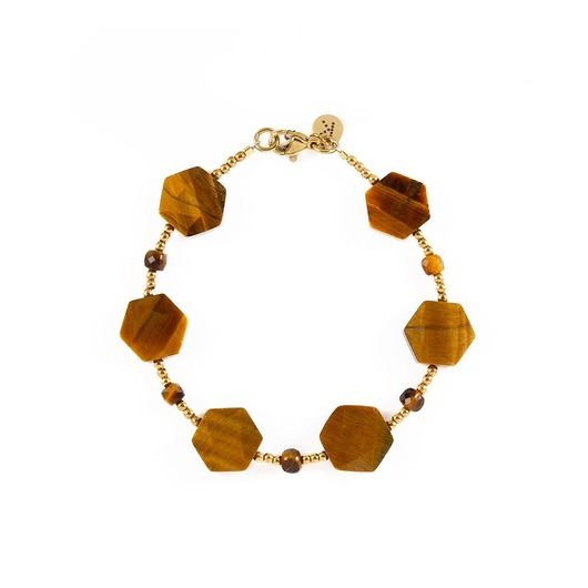 bransoletki z kamieni naturalnych Bransoletka o wyjątkowym kształcie Tygrysiego oka - Wersja Złota