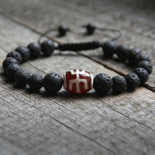 NEW! męska bransoletka Tibetan Agate & Lava S/M kaktusia