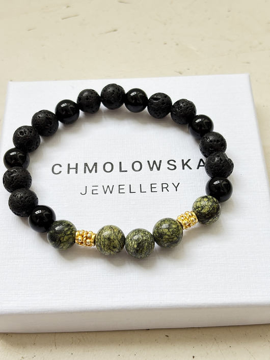 biżuteria męska Bransoletka  męska Serpentynit