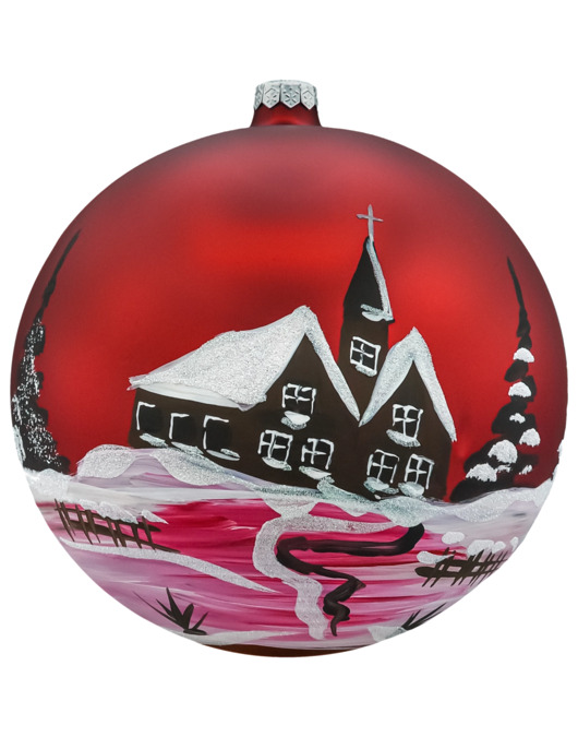 bombki Bombka okrągła matowa: czerwony Zimowy Pejzaż