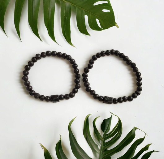 bransoletki z kamieni naturalnych KOMPLET dla PARY - czarny turmalin - ochrona