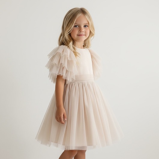 sukienki dla dziewczynki Sukienka tiulowa Diana jasny beż