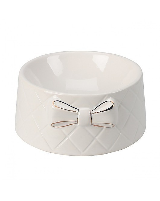 dla zwierząt różne Miska Ceramiczna dla Kota lub Psa z Kokardką Gold