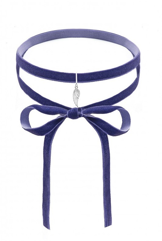 AKSAMITNY CHOKER ZE SKRZYDŁEM SREBRO 925 Coccola JEWELLERY
