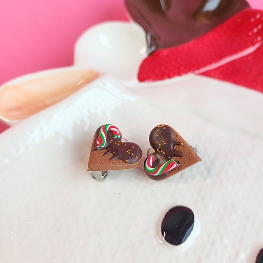 klipsy Klipsy pierniczkowe serduszka z czekoladą