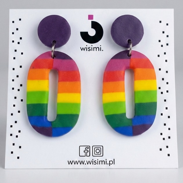 kolczyki z masy plastycznej Oryginalne tęczowe kolczyki